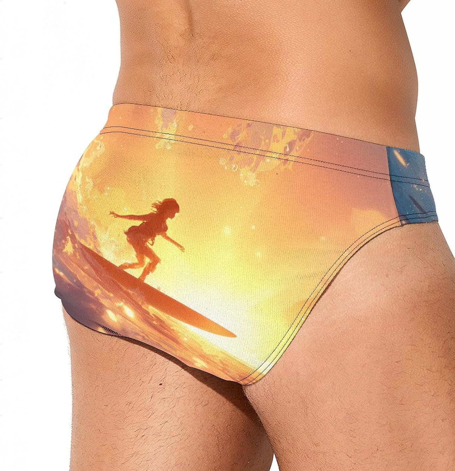 Surfers Surfing at Sunset Men's Swimwear Bikini Swimming Briefs Stretchy Swimsuits Board Surf Shorts Trunks