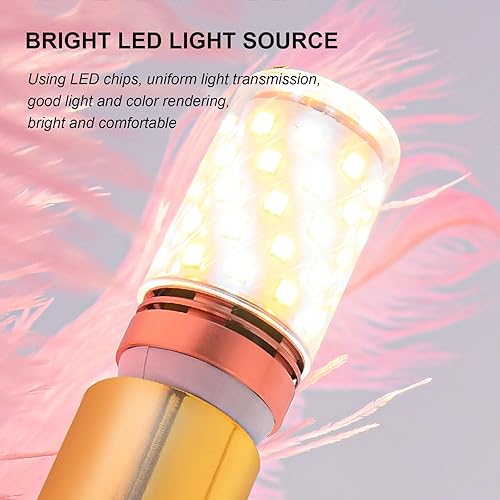 Miniatura 4 de Jcgly Lámpara de pie con 35 plumas de avestruz naturales, lámpara de pie con 3 luces LED ajustables de color, con interruptor de pie, para