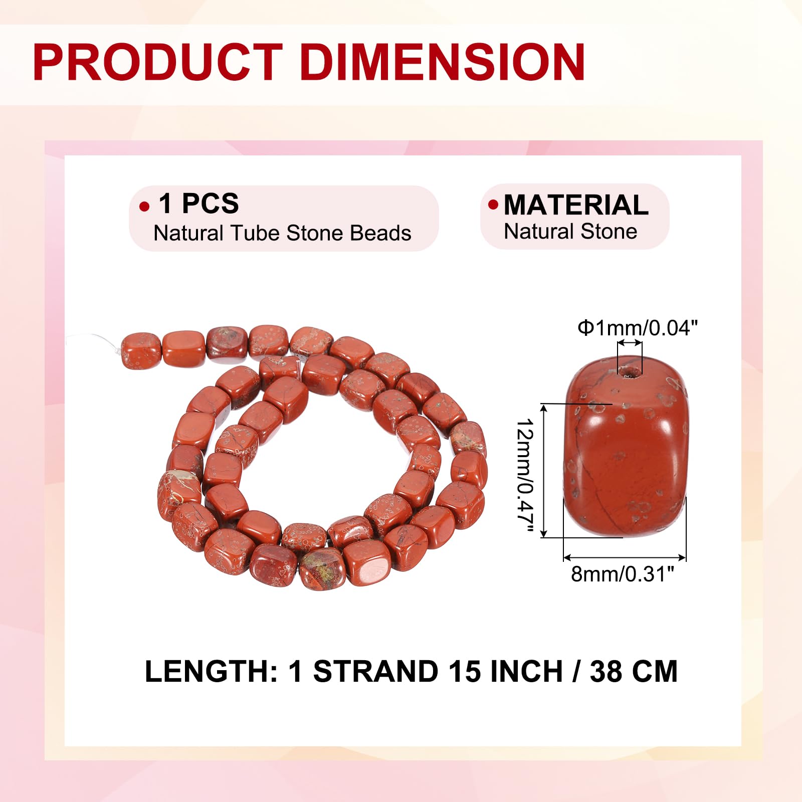 PATIKIL 12x8mm Natural Stone Deep Red Crystal Agate Beads for Jewelry Making 1 Strand 15"/38cm Cuboid Loose Spacer Beads - Image 2