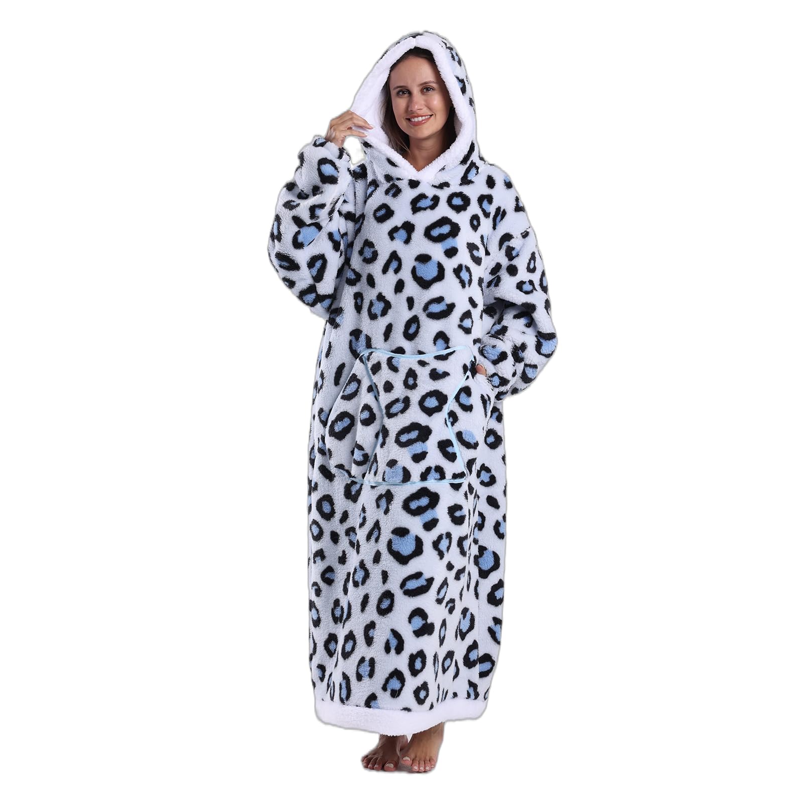 Ultra Weiche Hoodie Decke mit Ärmeln Warme Flanell Decke zum Anziehen für Zuhause Sofa und Bett, Kuscheldecke mit Kapuze