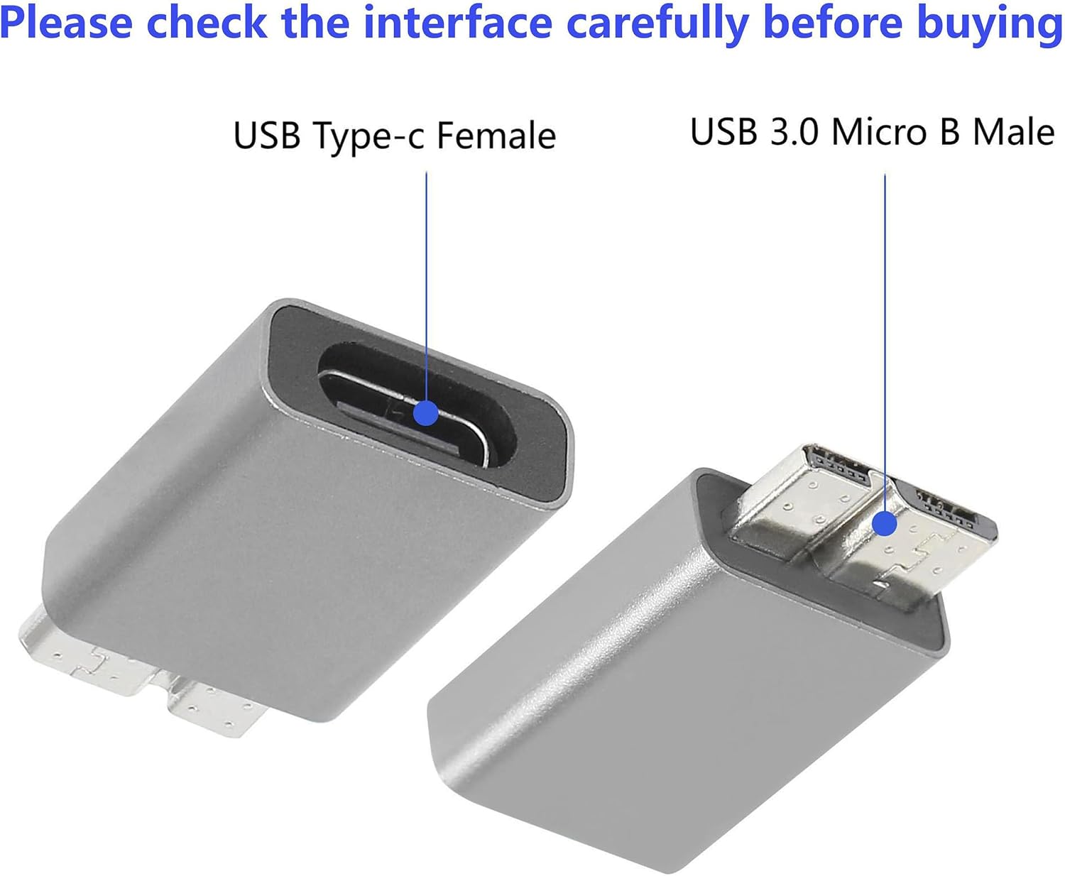 Type-C to Micro B Cable Adapter USB 3.0 Micro B | Male to USB Type-C Female Converter Charging Data Sync for Laptop Tablet HDD
