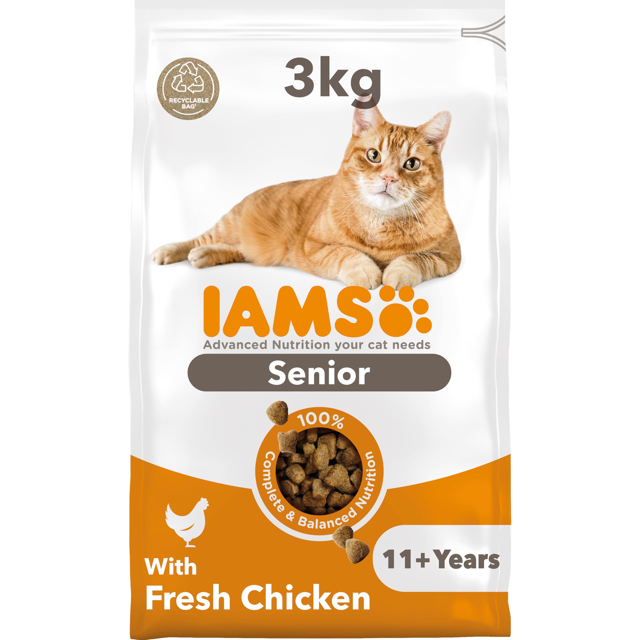 Iams Advanced Nutrition Senior Cat 11+ With Chicken - 3Kg