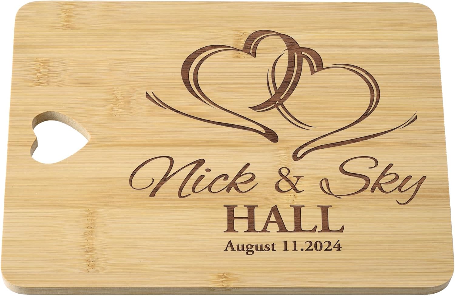 Personalized Cutting Board - Engraved Cutting Board with Name, Date, or Text - Unique Wedding, Anniversary, Housewarming Gift for Couples, Bride & Groom, Parents, Family (Style-01)
