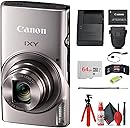Canon IXY 650 HS M Compact Digital Camera Black | 12x Optical Zoom Travel-Friendly Point & Shoot | Bundle with 64GB Card, Camera Bag, Tripod, Cleaning Kit + More (Renewed)