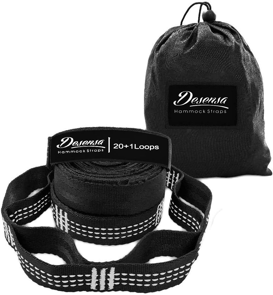 Hammock Tree Straps, Best 10 FT Long 20+1Loops Adjustable Suspension Straps, 100% No Stretch&Lightweight, 2000 LBS Combined, Hammock Accessories, Fits All Hammocks (10ft)