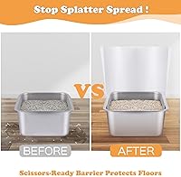 Vista 6 de Escudos para orina de caja de arena para gatos, una pieza sin costuras, cortables de 70.8 x 15.8 pulgadas, panel de gran tamaño, transparente, fácil