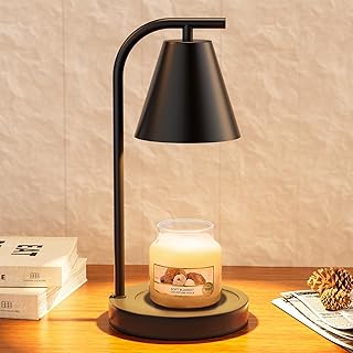 Hong-in Candle Warmer Lamp - with Timer & Dimmer, Modern Home Decor House Warming Gifts Wax Melt Warmer for Jar Candles with 2 Bulbs, Cozy Birthday Gift for Women Mom (Black)