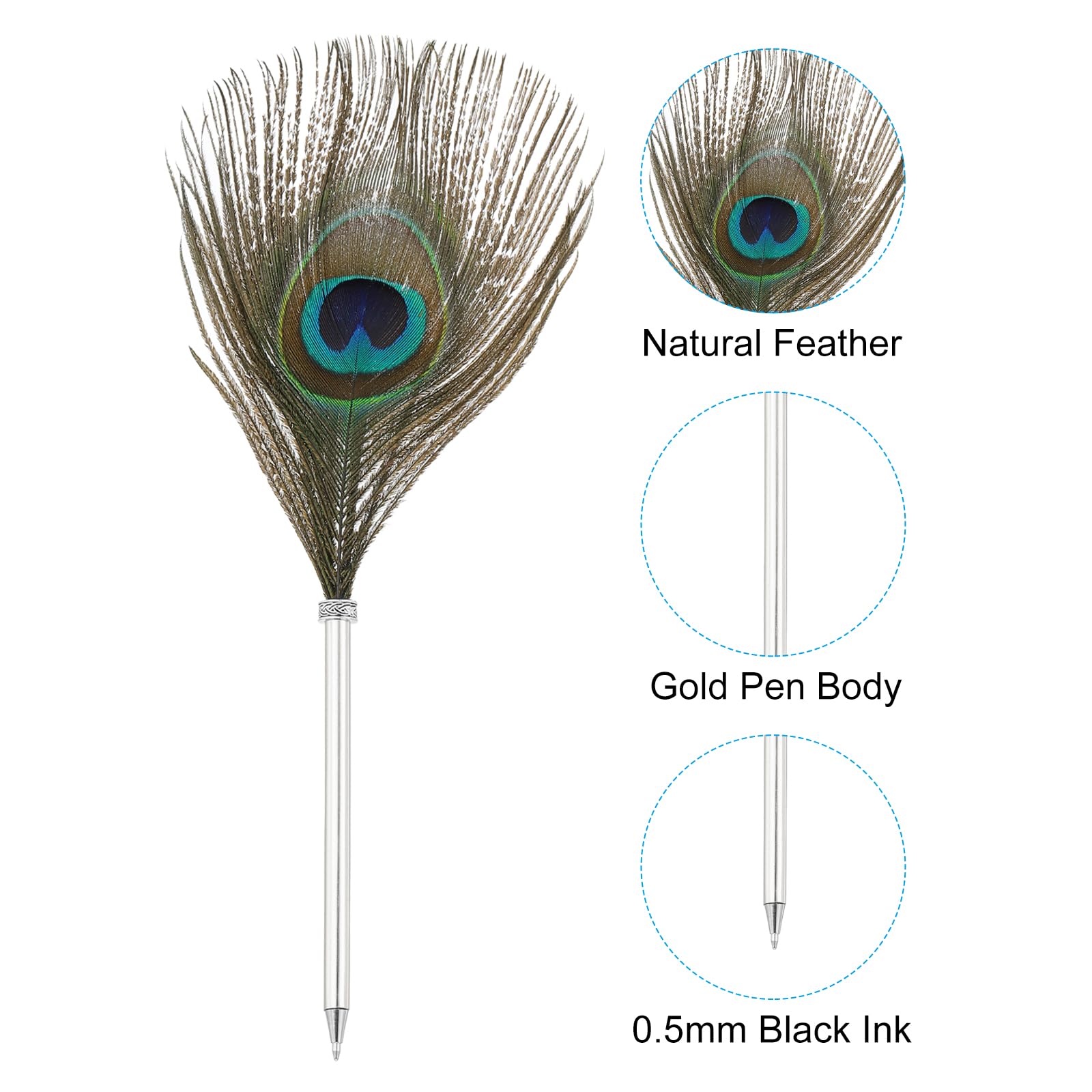 PATIKIL Peacock Feather Ballpoint Pens Bulk - Image 4