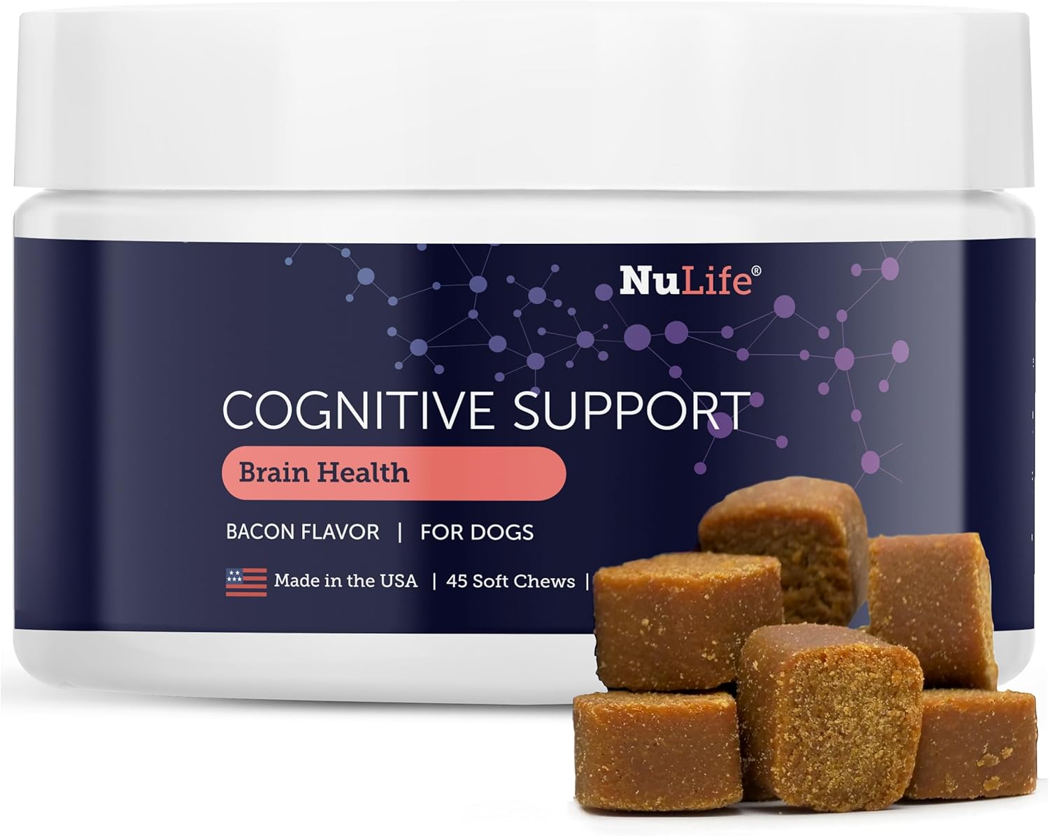 Dog Cognitive Supplement – Supports Senior Dog Memory, Alertness, and Behavior with DHA (Omega 3) and Ashwagandha – Helps Promote Brain Health and Focus in Aging Dogs – 45 Soft Chews