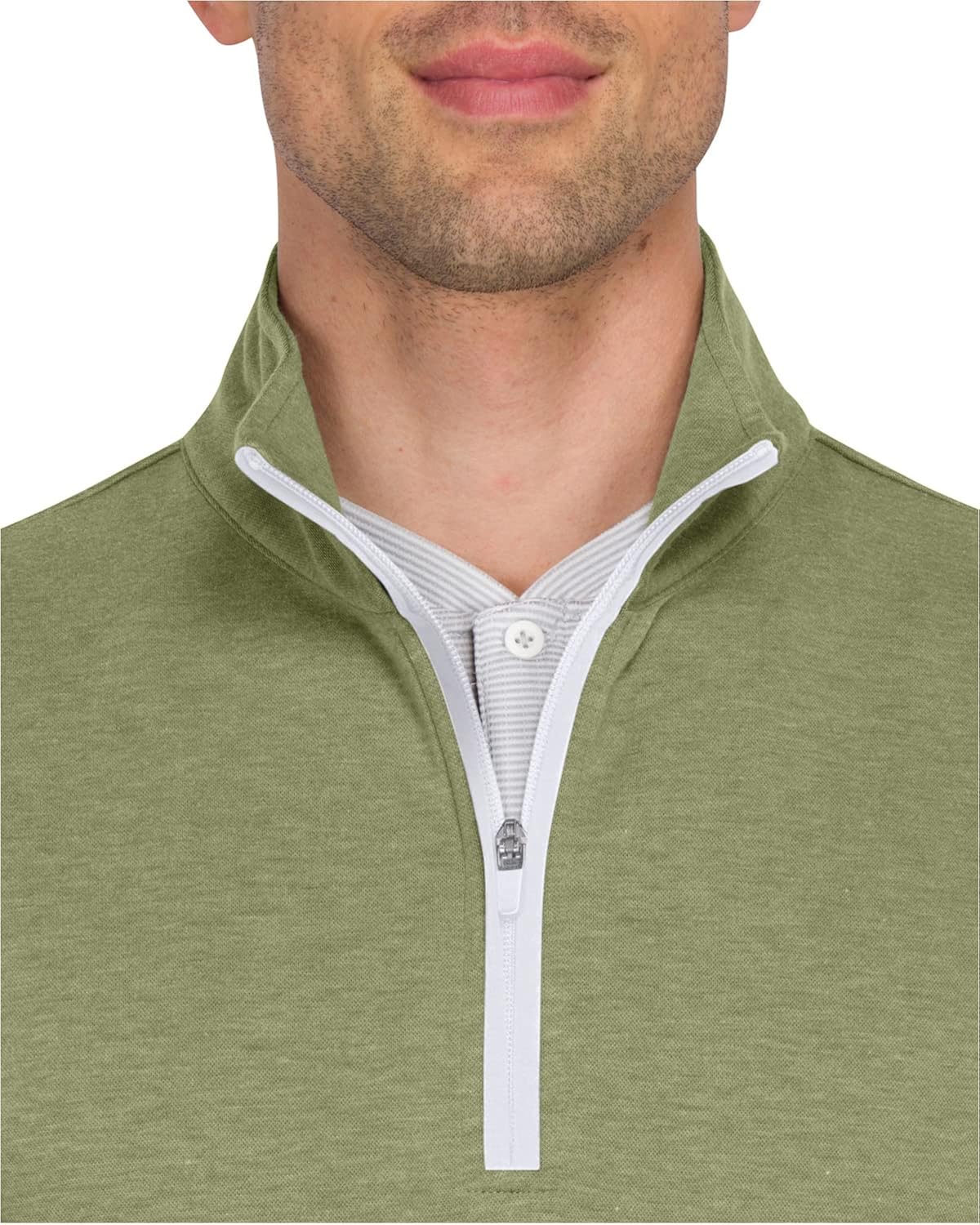 Three Sixty Six Men's Pullover Sweater - Dry Fit Breathable Half Zip Golf Jacket 4-Way Stretch Moisture Wicking & Anti-Odor Small Sweater Olive Green