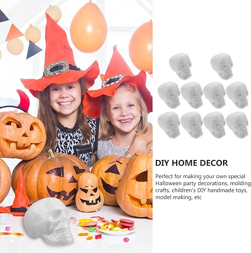 Miniatura 4 de Milisten 10 piezas de espuma para manualidades de Halloween, cabezas de calavera de grafiti, embrión blanco, fantasma, cabeza de esqueleto,