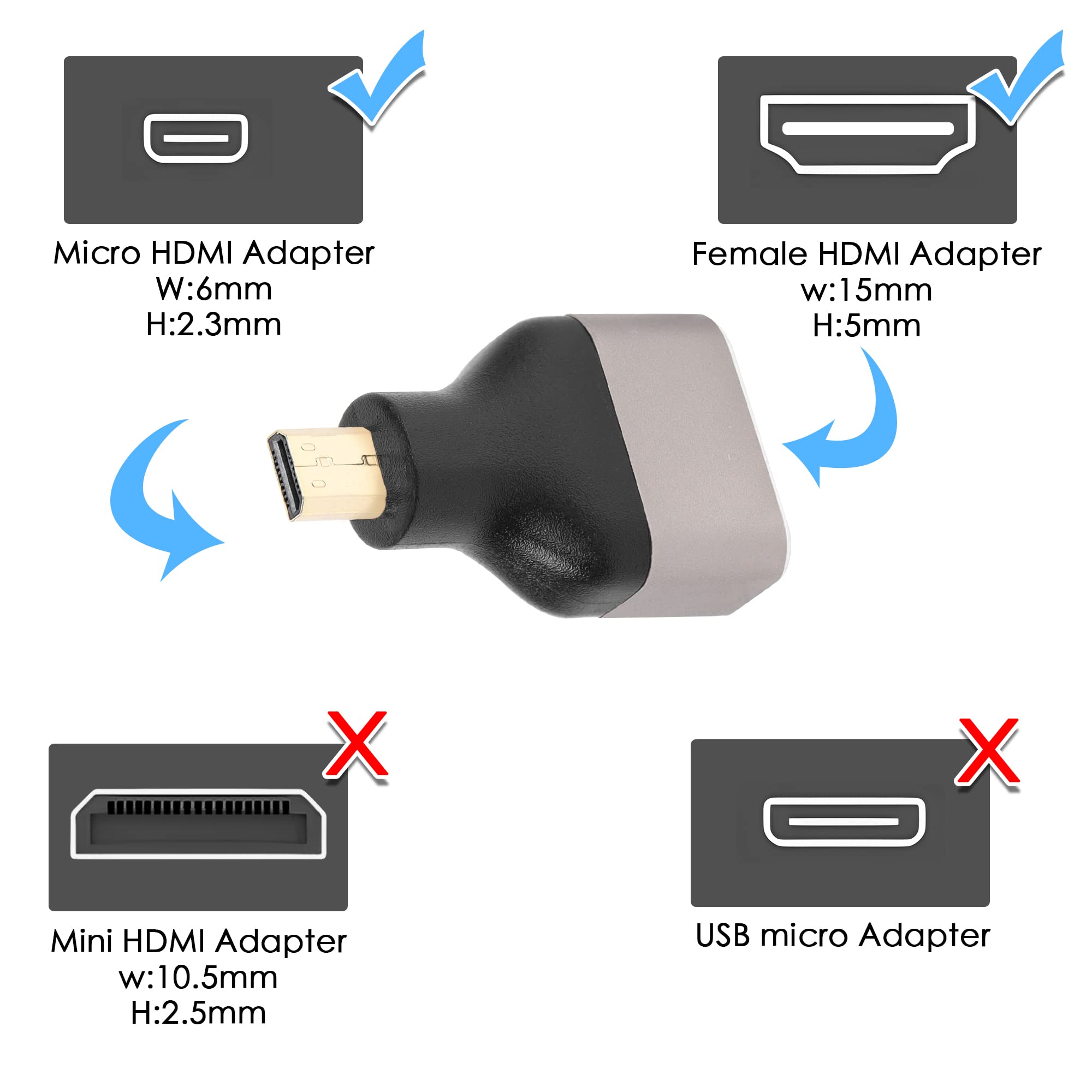 QIANRENON Adattatore HDMI Maschio-maschio 8K (2 Pezzi), HDMI 2.1, Supporto 8K@60Hz E 4K@120Hz, In Lega Di Alluminio, Per PC, TV, PS5