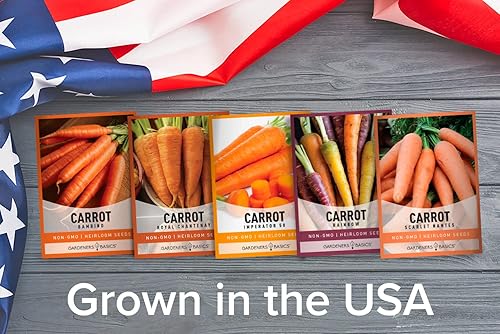 Miniatura 3 de Gardeners Basics, Semillas de zanahoria para plantar jardín en casa, paquete variado de 5 arcoíris, Imperator 58, Scarlet Nantes, Bambino y Royal