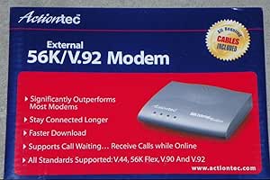 Actiontec External 56K V.92 Modem, All standards Supported (V.44, 56K Flex, V.90 and V.92)