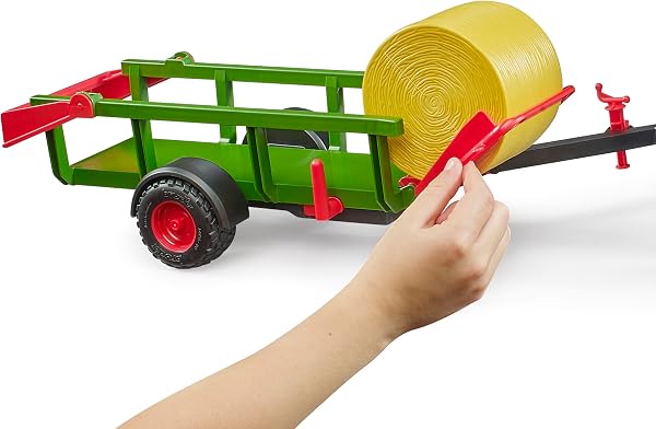 Bruder 02204 - Ramasseuse de balles Rondes avec 3 balles Rondes - Accessoires pour tracteurs, remorques, Ferme, Agriculture, Jouets - 4
