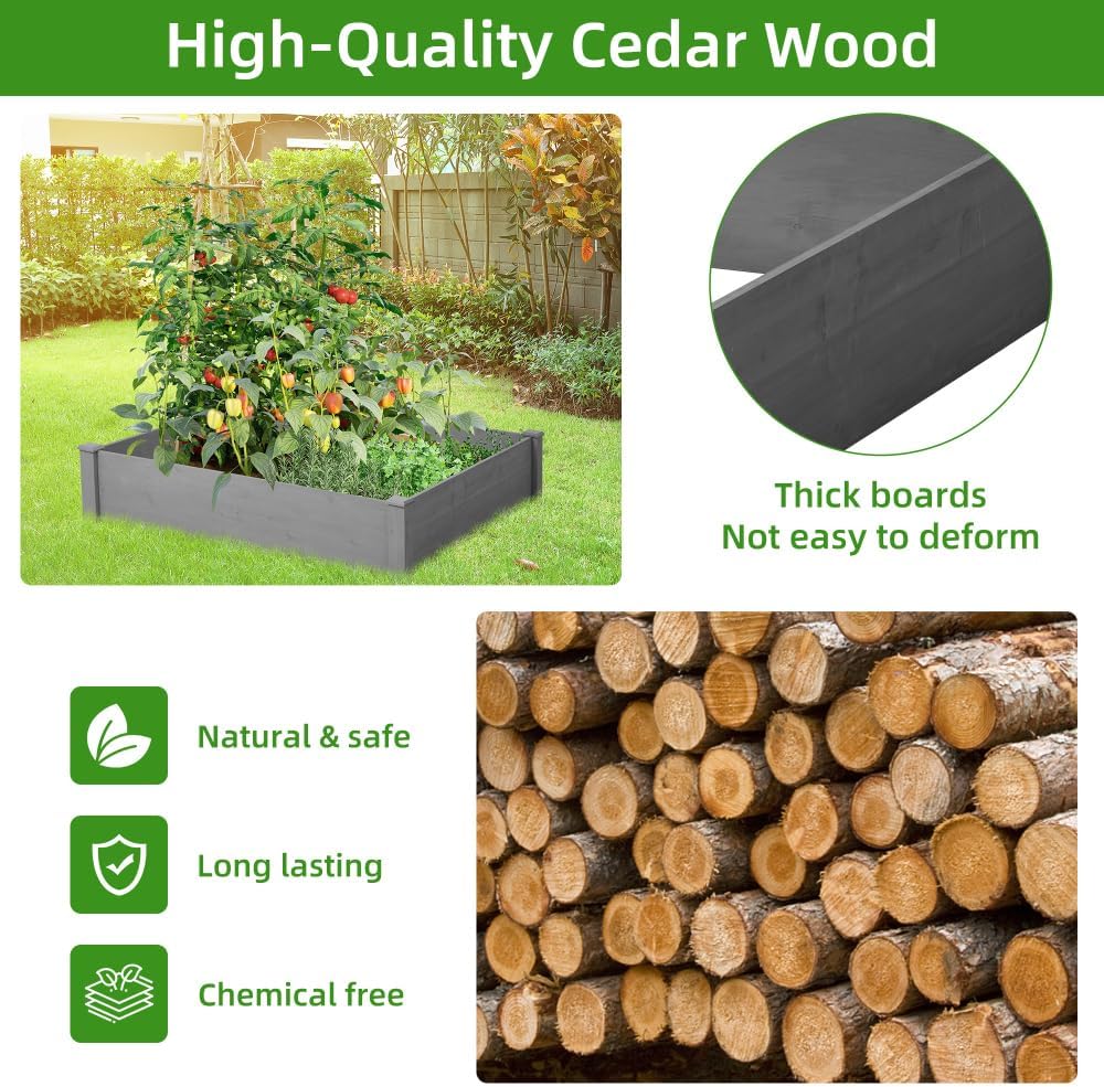 Durable Outdoor Raised Garden Bed Kit for Vegetables and Flowers – Heavy-Duty Wooden Planter Box with Easy Assembly (48" Raised Garden Bed)