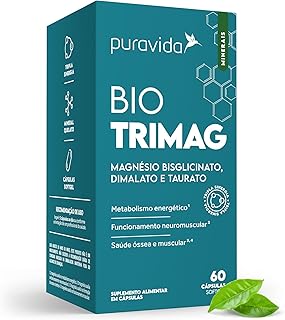 Puravida Vitaminas Bio Trimag Magnésio Bisglicinato Dimalato Taurato 60 Cápsulas