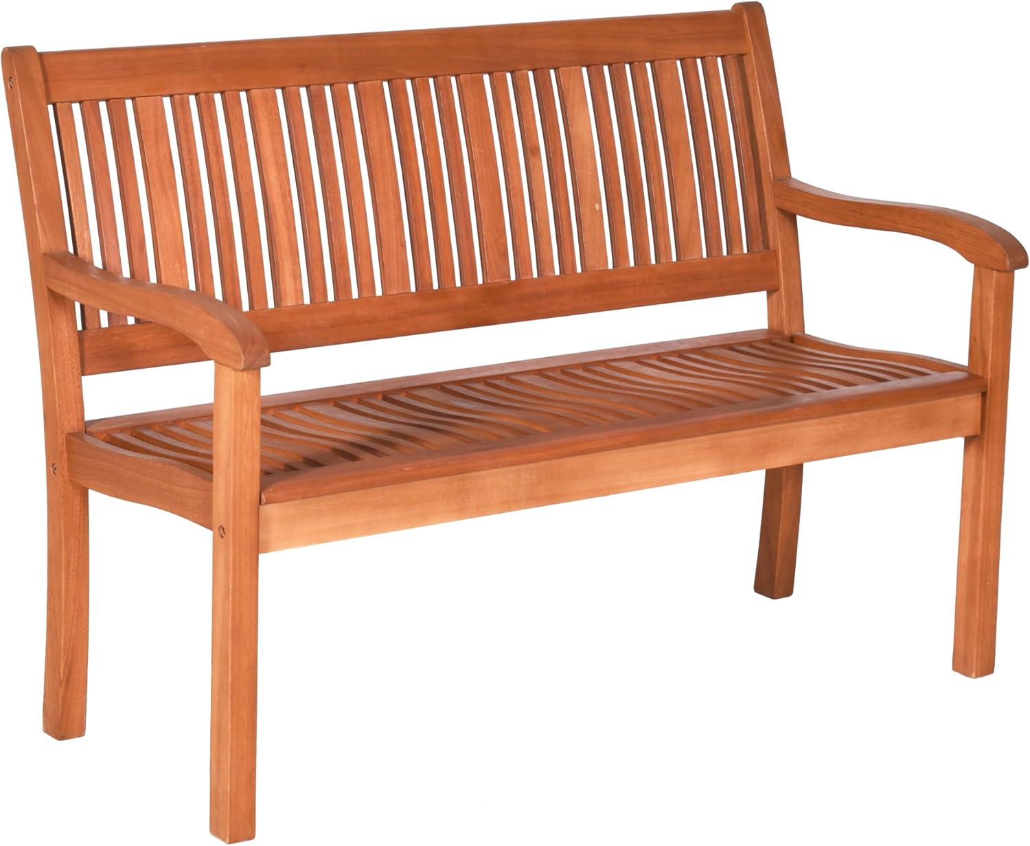 Tangkula 50" Solid Eucalyptus Wood Outdoor Bench - Durable Patio Garden Park Seat, 705lbs Capacity, Armrests for Deck & Yard
