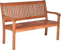 Tangkula 50" Solid Eucalyptus Wood Outdoor Bench - Durable Patio Garden Park Seat, 705lbs Capacity, Armrests for Deck & Yard