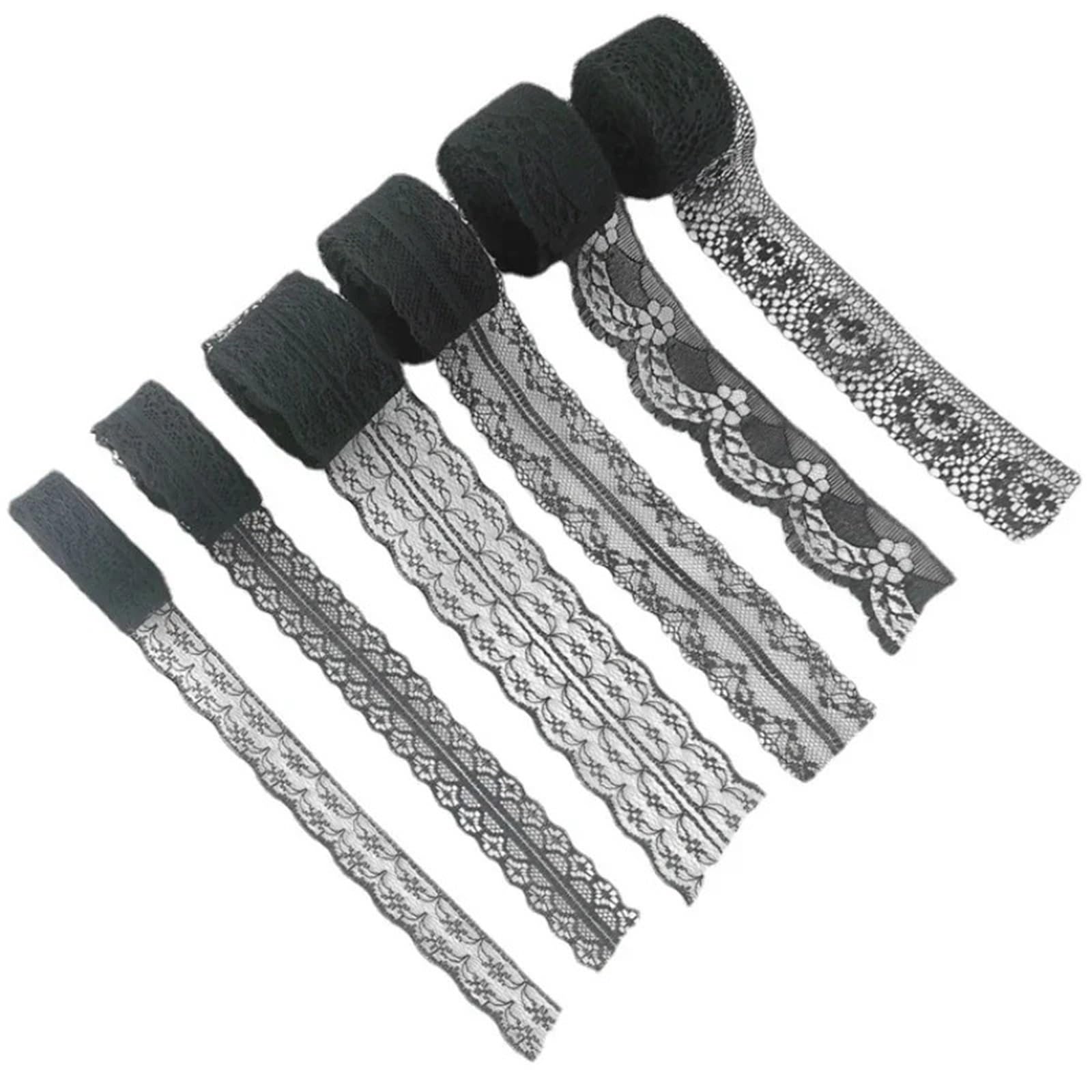 Cinta De Encaje Cinta de tela de encaje negro, material de embalaje for decoración de bricolaje, accesorios de encaje for vestidos y prendas. Para Coser Manualidades(3cm Black)