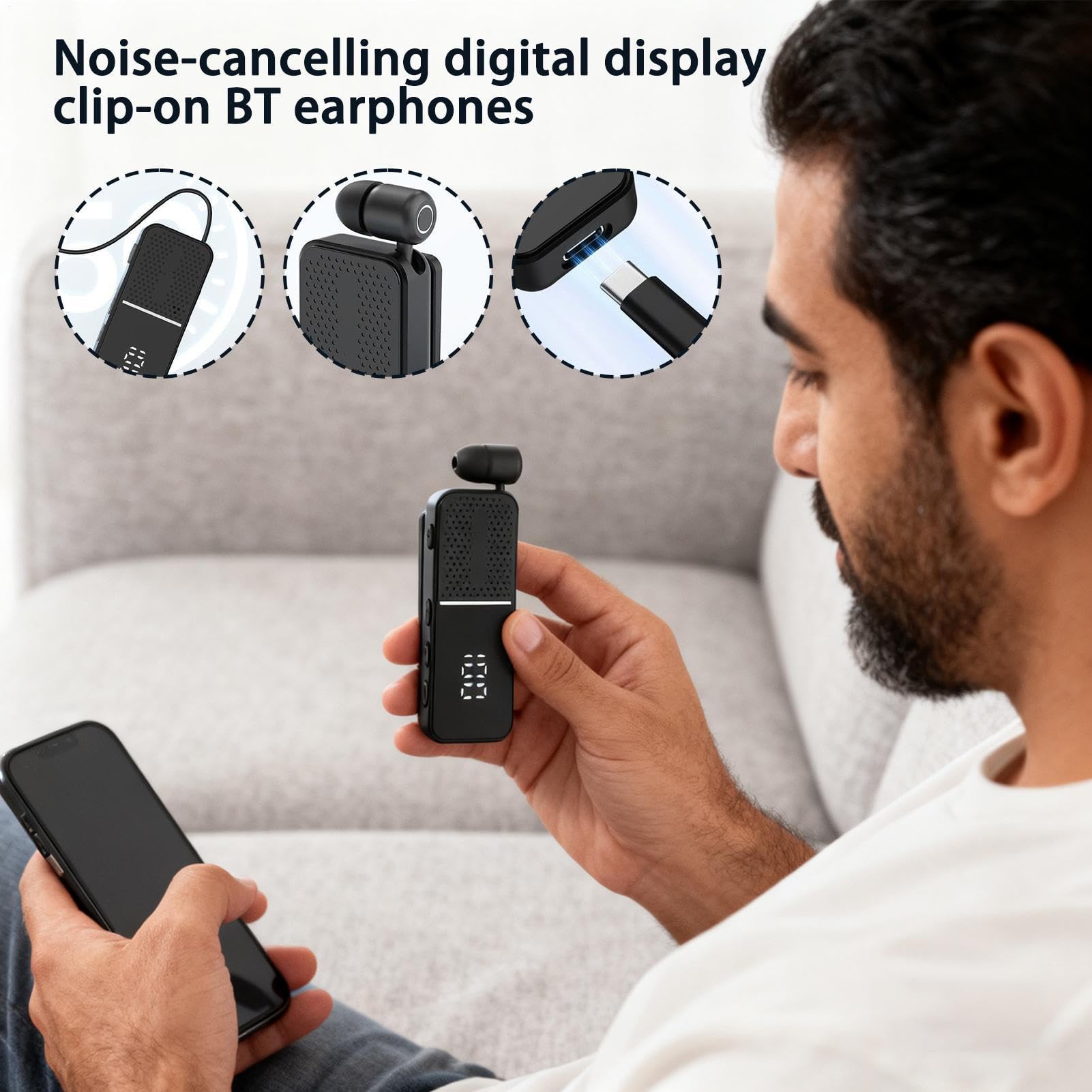Wireless Sound Gear – Clip da bavero per allenamento | Policarbonato con cancellazione del rumore, cuffie auricolari leggere, accessorio per lavoro e corsa, per uomini e donne