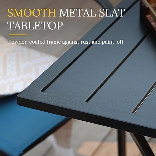 Miniatura 6 de VICLLAX Mesa de patio cuadrada con agujero para sombrilla de 1.57 pulgadas, mesa de comedor al aire libre para jardín, mesa de patio gris