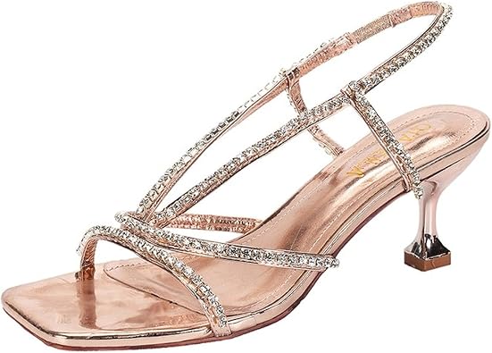 Amazon.com: Sandalias de tacón alto con diamantes de imitación brillantes  para mujer, tacón alto, con correa elástica al tobillo sin espalda para  bodas : Ropa, Zapatos y Joyería
