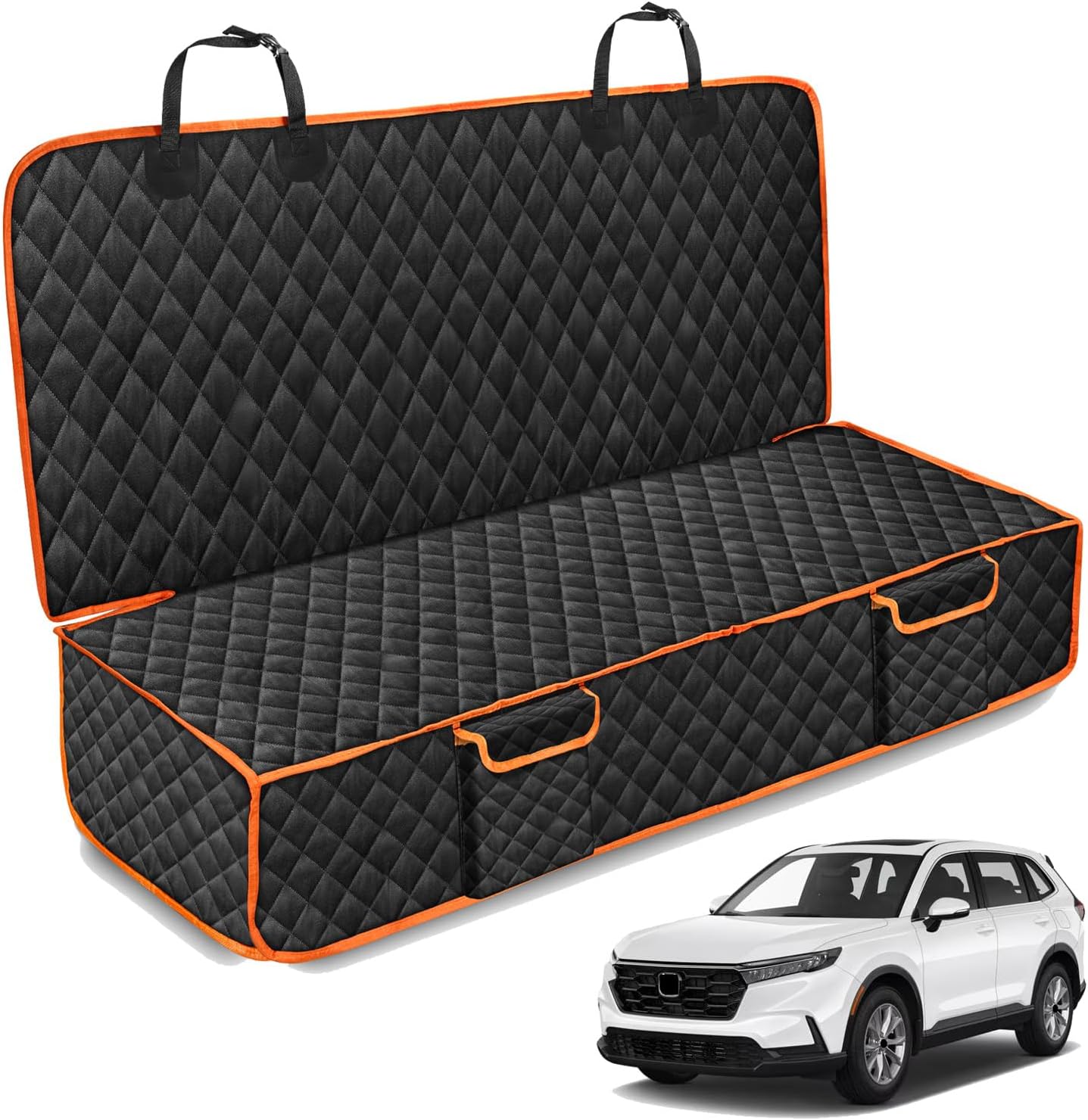 XHRING Dog Car Seat Cover for Honda CRV HRV CR-V HR-V Accord Civic LX EX EX-L EX-L Navi Touring 2000-2025 2026 Back Seat Accessories, Scratchproof Pet Bench Backseat Covers with Two Big Pockets