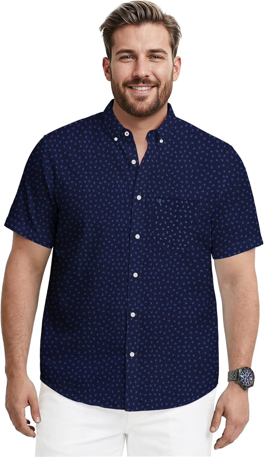 IZOD Men's Big & Tall Short Sleeve Breeze Woven Button Down Shirt