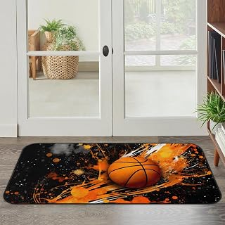 Tavisto Basketball Paint Splash Doormat Indoor Outdoor, 39x20 Inch Absorbent Door Mat with Non Slip TPR Backing for Entrance, Kitchen, Bathroom, Bedroom