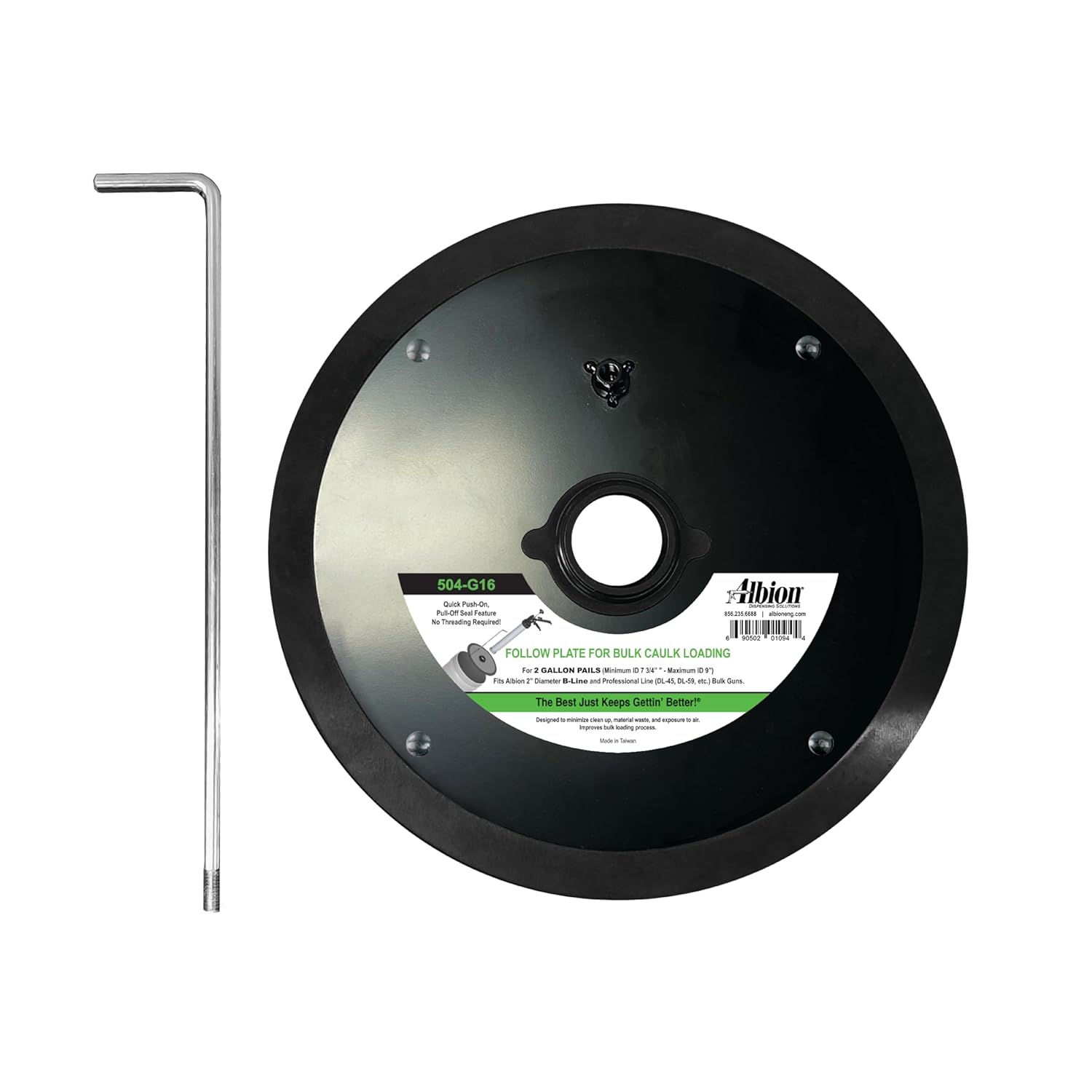 Albion Engineering 504-G15 Slip-on Follow Plate for 5 Gallon Pail (No Threading)