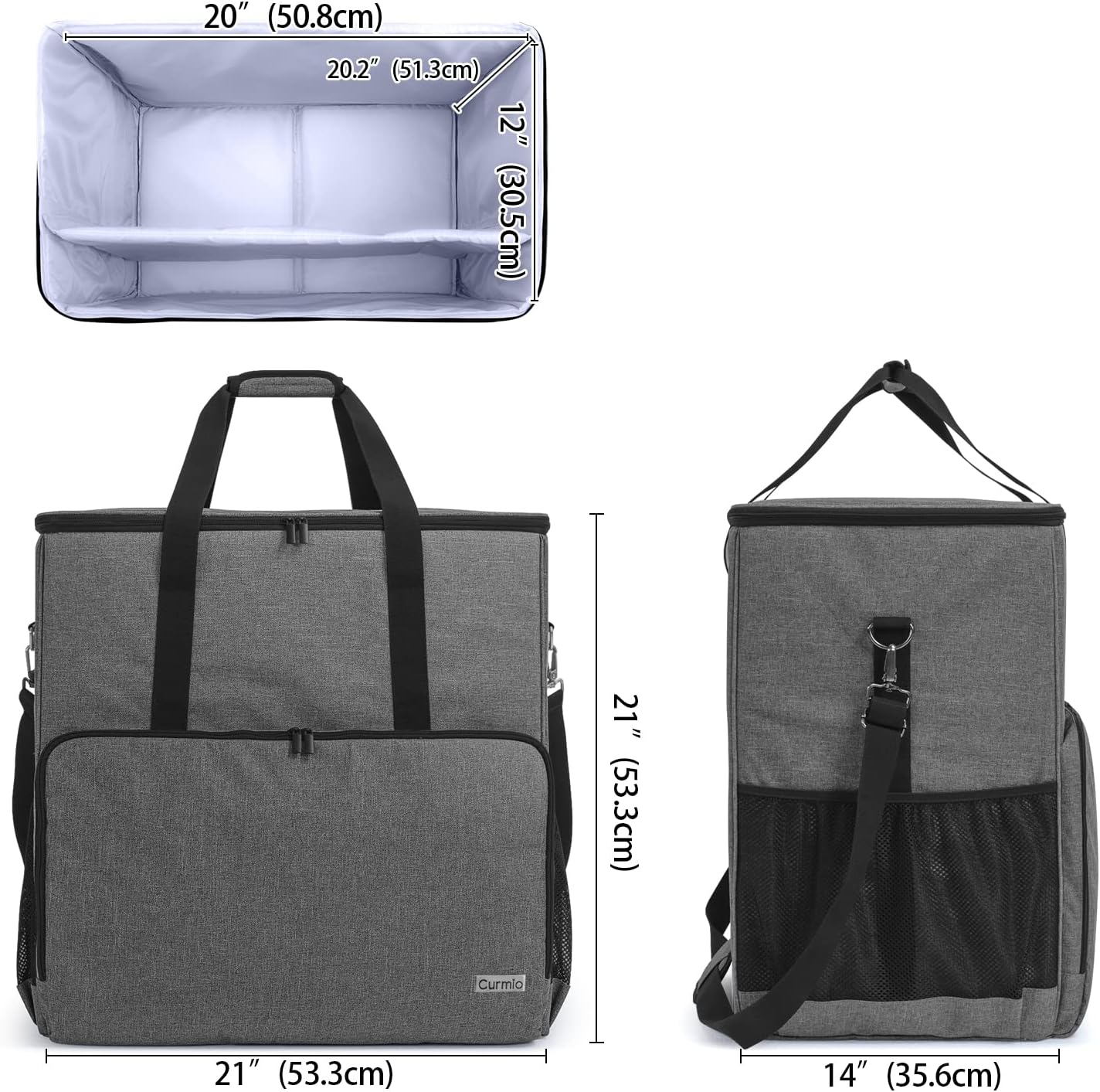 CURMIO Desktop Computer Carrying Case, All in One PC Travel Bag for Tower and Monitor, Keyboard, Cable and Mouse, Earphone, Bag Only, Grey