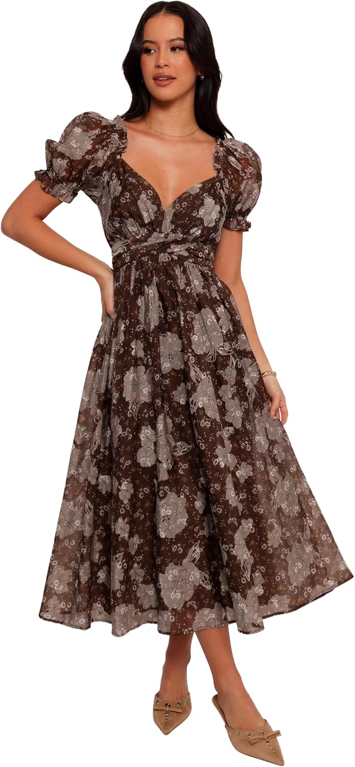 Petal & Pup Womens Farryn Maxi Dress - Brown/Grey