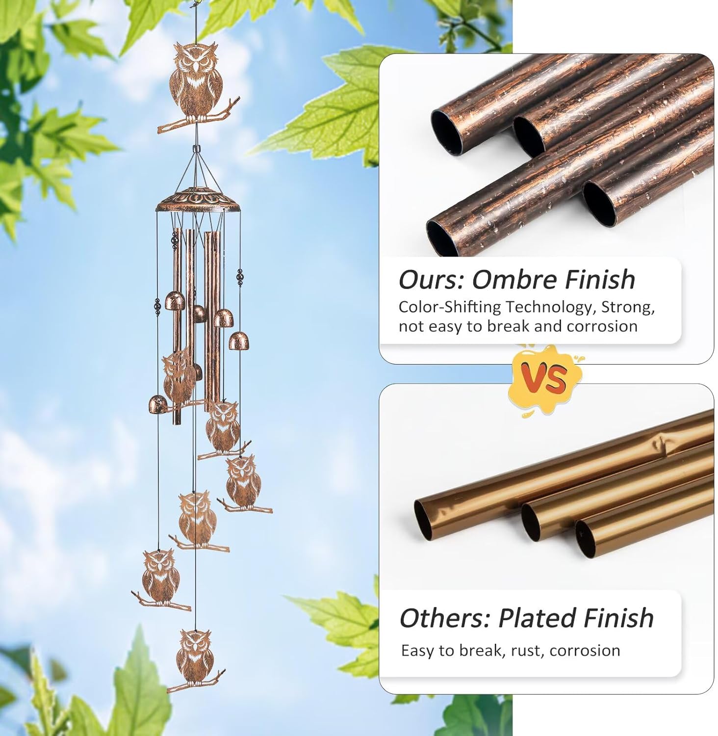 Owl Wind Chimes for Outside,Gardening Gifts for owl Lover,Women,Men,Mom,Birthday Party Decorations,Memorial Gifts,Wind Chimes Outdoors,Indoors,Room,Home,Wall,Garden,Patio,Yard Decor - Image 4