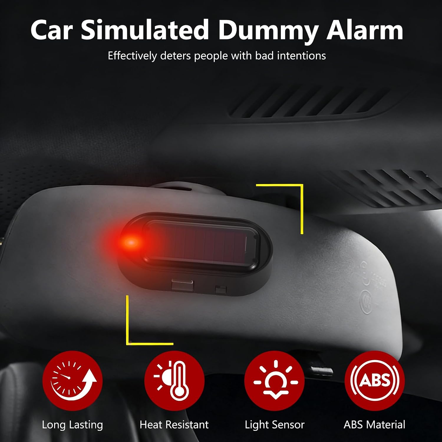 Car Solar Power Simulated Dummy Alarm, 2Pack Anti-Theft LED Flashing Security Light with USB Charging Port Car Alarm Security Anti Theft Device (Red)