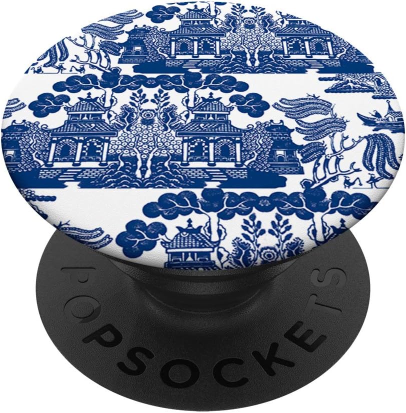 Chinoiserie Blue and White Tree China Plate Pattern PopSockets PopGrip: Swappable Grip for Phones & Tablets