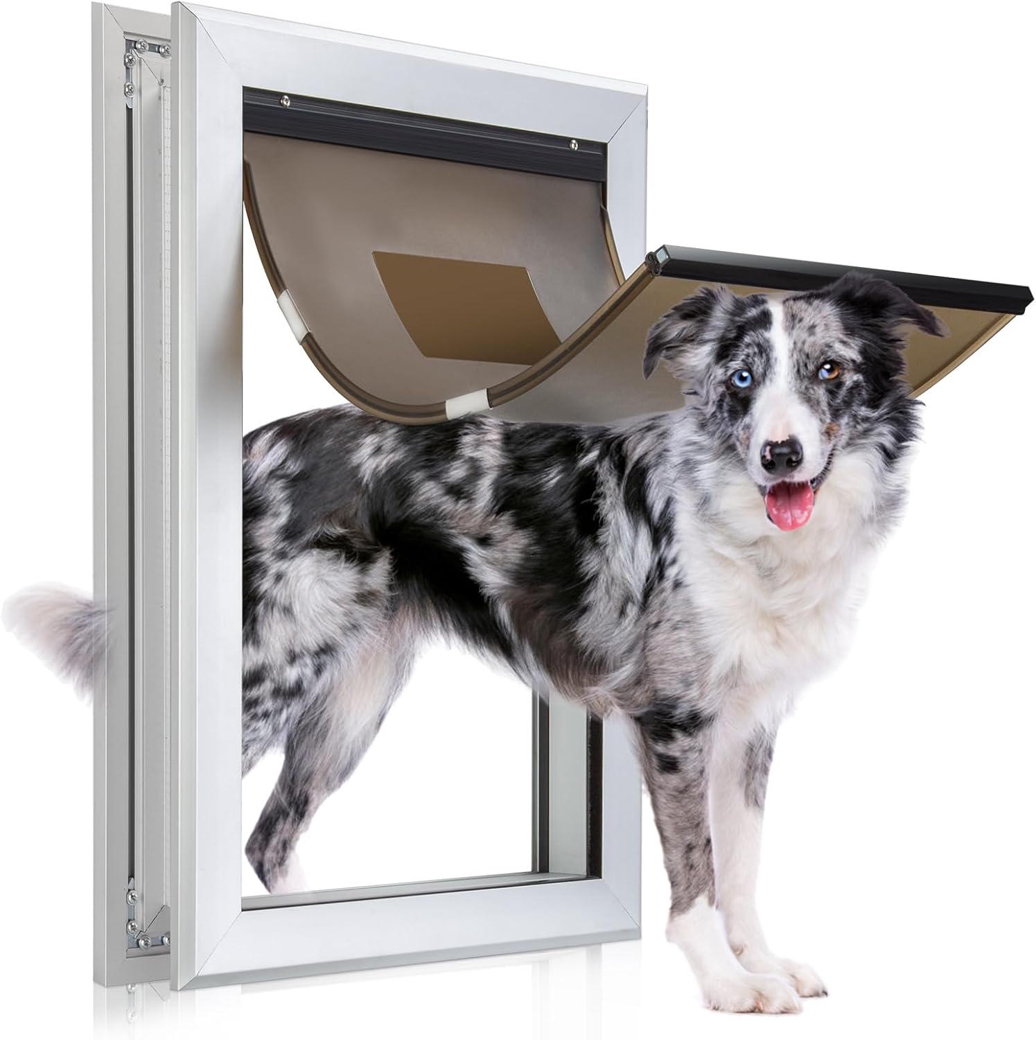 Aluminum Pet Door, Durable Dog Door for Dog and Pets, Doggie Door with Automatic Closing Magnetic Flap 14" x 23", Suitable for Interior and Exterior Doors, Screen and Wall, X-Large