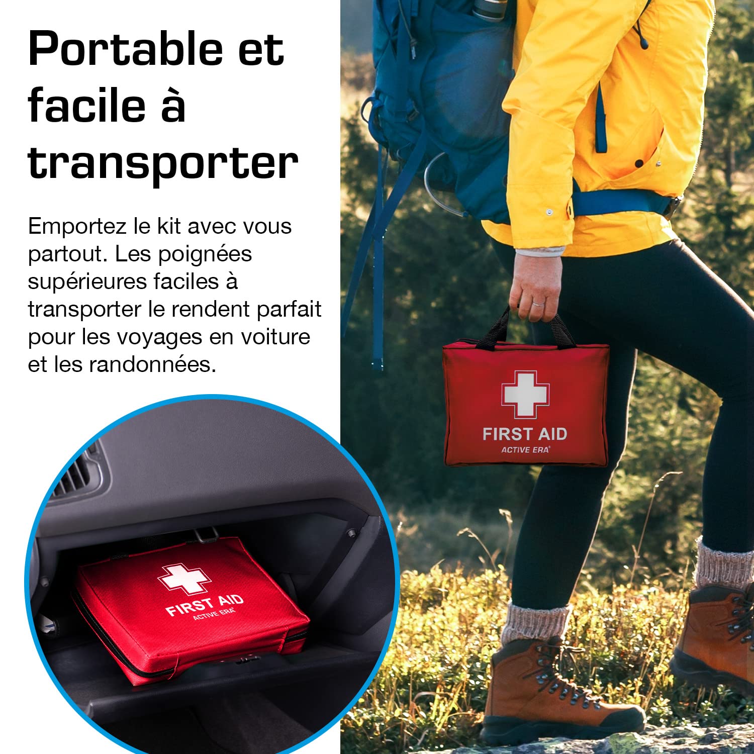 Trousse de Premiers Secours Composée de 90 Articles avec Packs de Froid Instantané, Sérum Physiologique et Couverture de Survie Isothermique