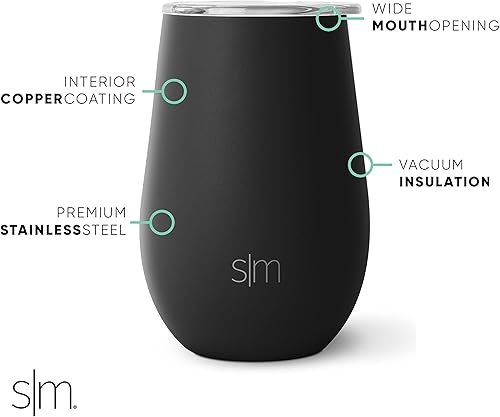 Miniatura 2 de Simple Modern Vaso de vino con tapa, bonito vaso de vidrio sin tallo con tapa a presión, taza de café aislada de acero inoxidable, regalos para