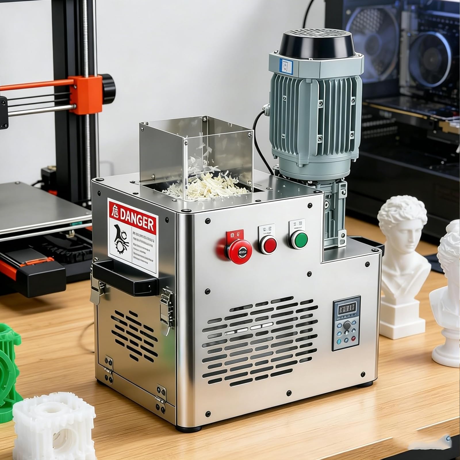TYH Trituratore Elettrico per Plastica, Trituratore per Plastica da 1,5 KW per Riciclaggio, Trituratore per Plastica per Stampanti 3D, capacità 10-20 kg/h