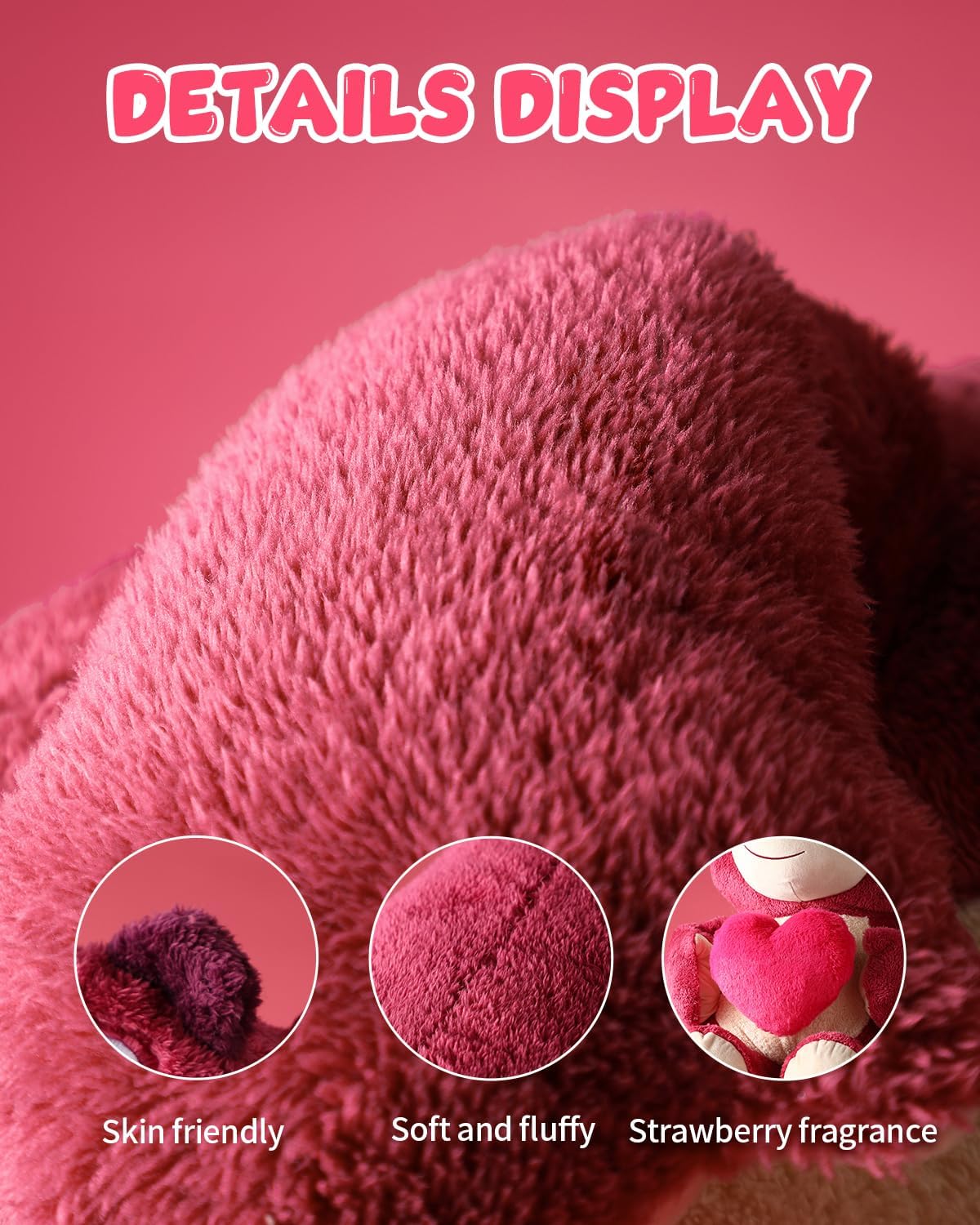 MINISO 20" Disney Pixar Lotso Plush Sweet Hugging Collection -Toy Story Disney Strawberry Bear Stuffed Animals & Teddy Bears Plush Doll Gift, Super Soft & Huggable Toy for Fans