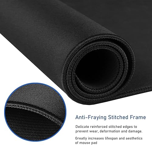 Miniatura 6 de Alfombrilla de mouse grande extendida para juegos con bordes cosidos, 47.3 x 23.6 pulgadas, almohadilla de escritorio con base de goma natural