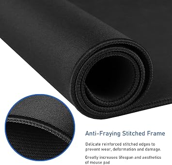 Large Mouse Pad, (31.5X11.8In) Durable Non-Slip Natural Rubber Base Desk Mousepad with Stitched Edges, Waterproof Computer Keyboard Pad Mat for Esports Pros/Gamer/Desktop/Office/Home - Black