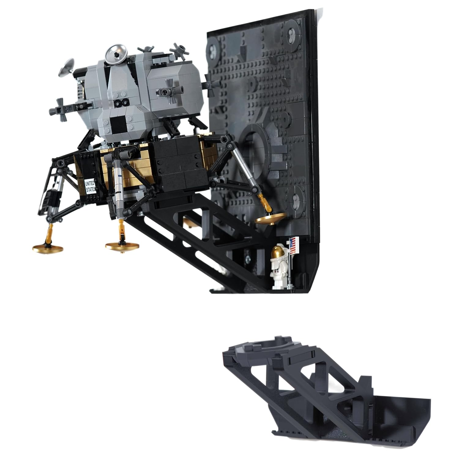 Wall Mount for Lego NASA Apollo 11 Lunar Lander 10266 – Display with Moon Surface & Astronaut Minifigures
