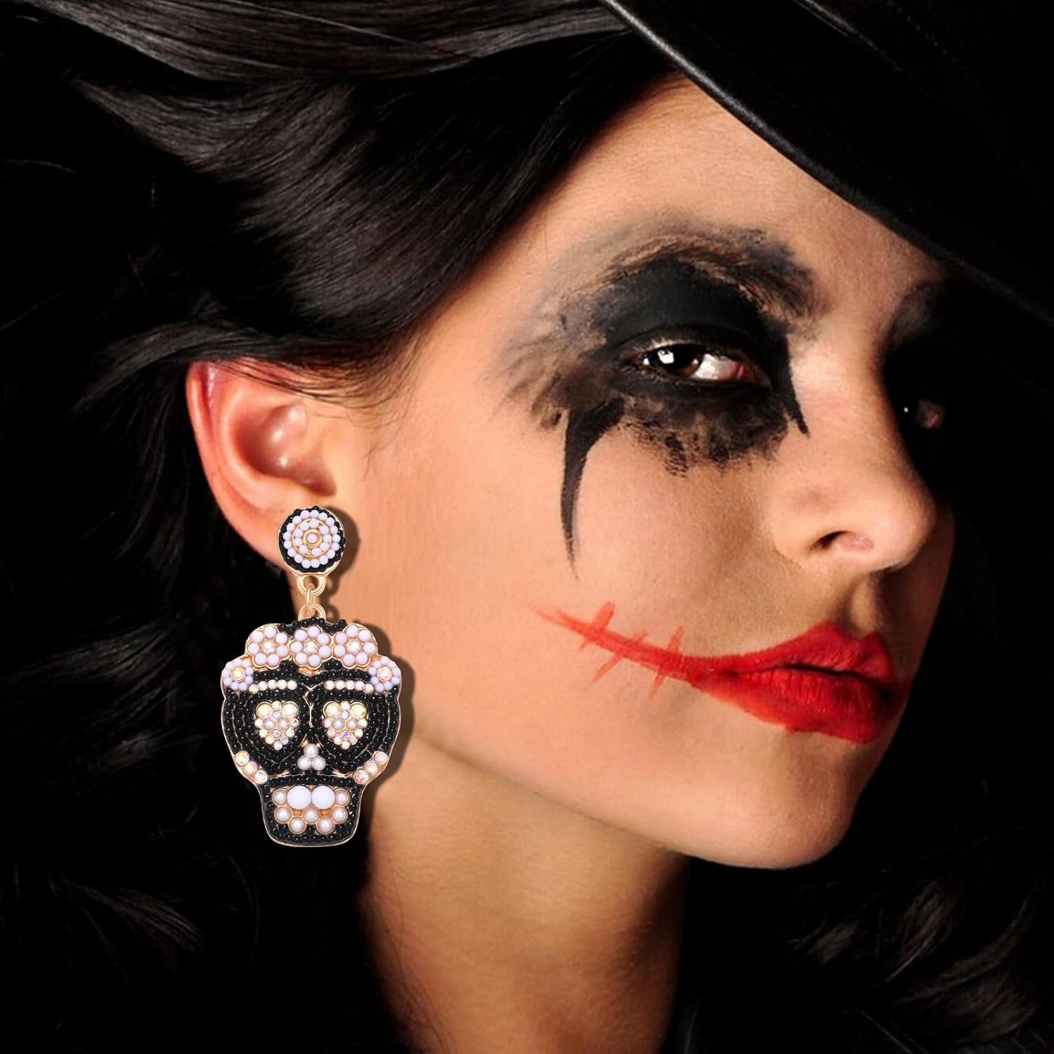 Halloween Earrings Beaded BOO Earrings for Women Spooky Ghost Candy Corn Dangle Earrings Halloween Gothic Cosplay Costume Party Jewelry Gifts - Image 2