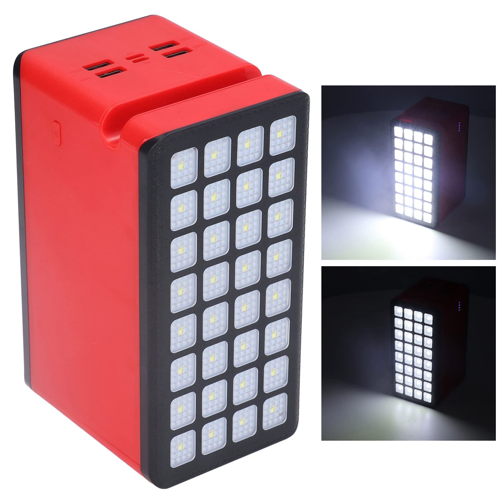 Cargador Tipo Batería Externa de Energía Solar de 100000mAh con 32 Luces LED para Acampar, Pescar, Actividades Al Aire Libre, Batería Portátil de Plástico
