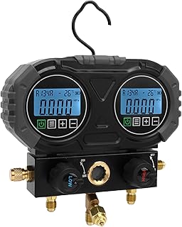 Digital Manifold Pressure Gage, Electronic HVAC Refrigerant Recharge Pressure Tester Tool with Design, for Charging AC or HVAC Refrigerants