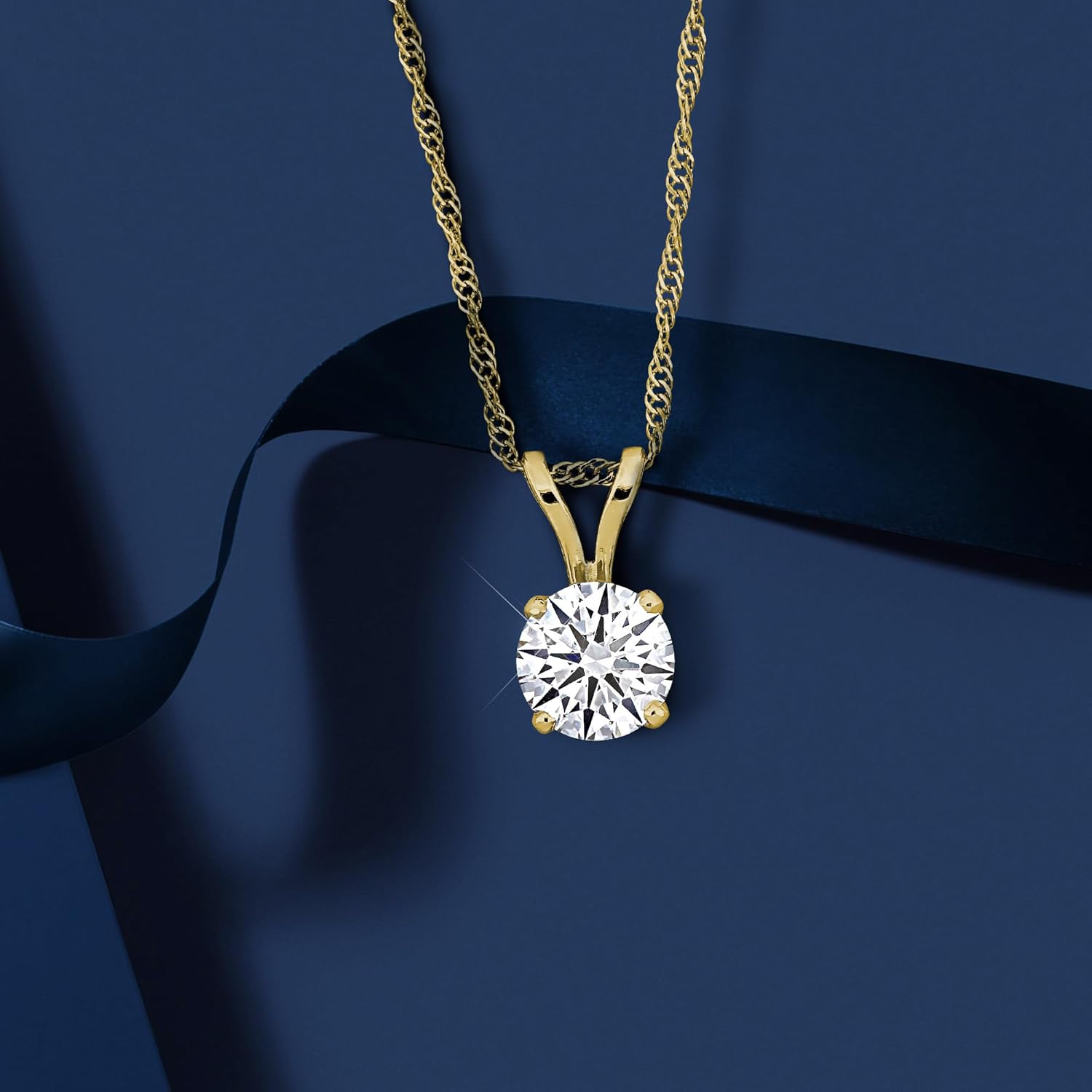 Lab-Grown Diamond Solitaire Pendant -With Unique laser engraved Diamond ID, VVS2 Clarity - D Color , 1/2 to 3 CT - Available in Platinum, 14K Yellow Gold or 14K White Gold- IGI Certified Lab-Grown Diamonds - 18in Chain