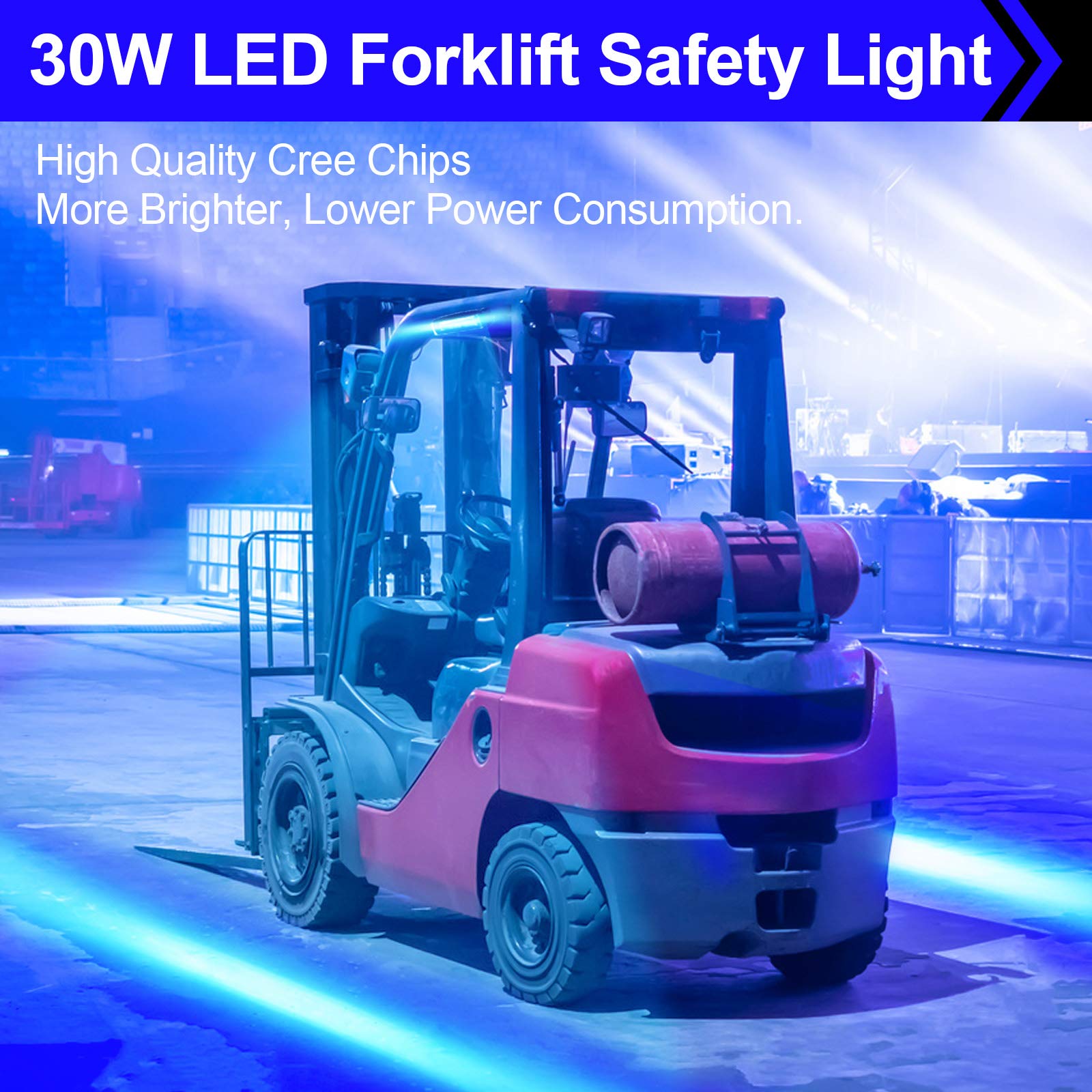 2 szt. Lampa bezpieczeństwa LED 30 W do wózka widłowego, światło ostrzegawcze, DC 12-80 V