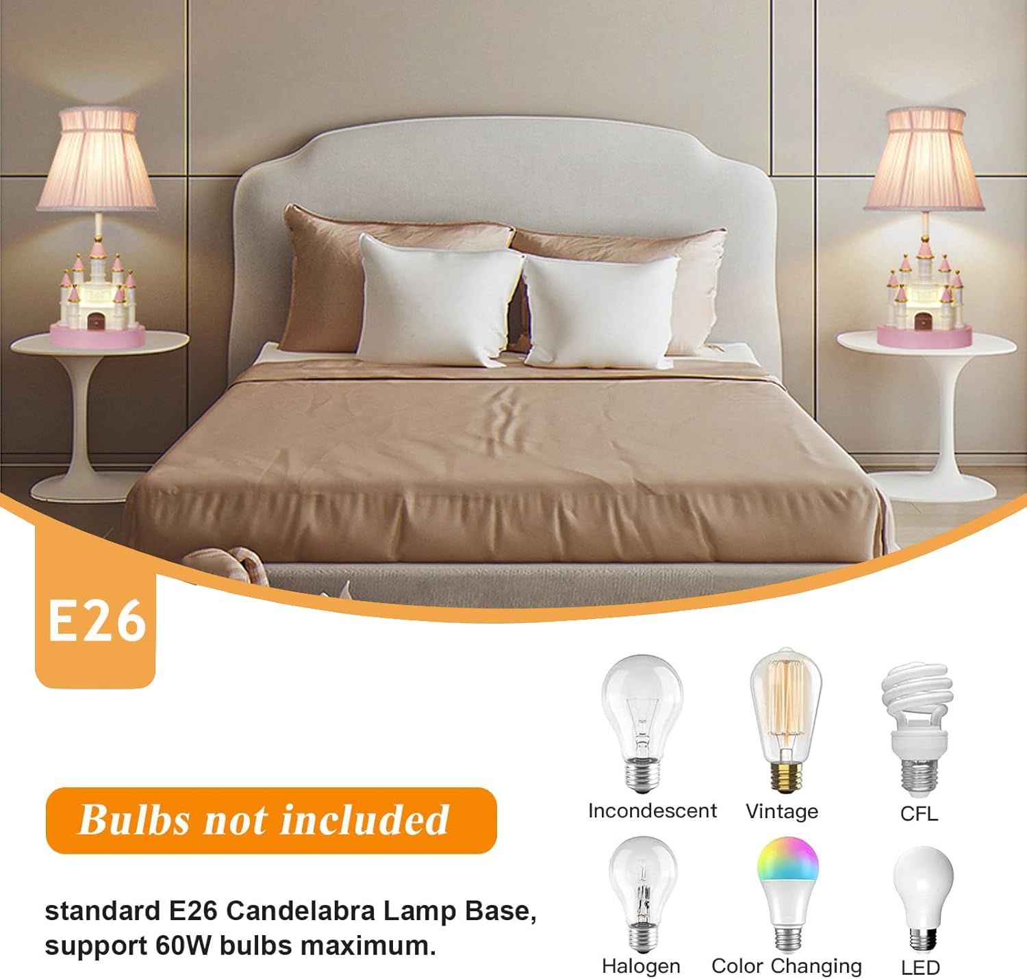 Cartoon Kids Castle Shape Resin & Fabric Shade Table Lamp - Pink, Modern, Cute for Girl's Room, Bedroom, Nursery & Living Room